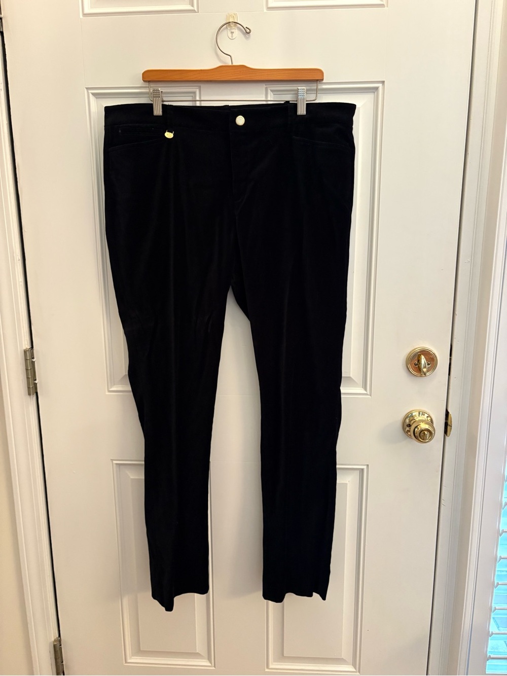 LAUREN Ralph Lauren Black Velvet Straight-Leg Pants
